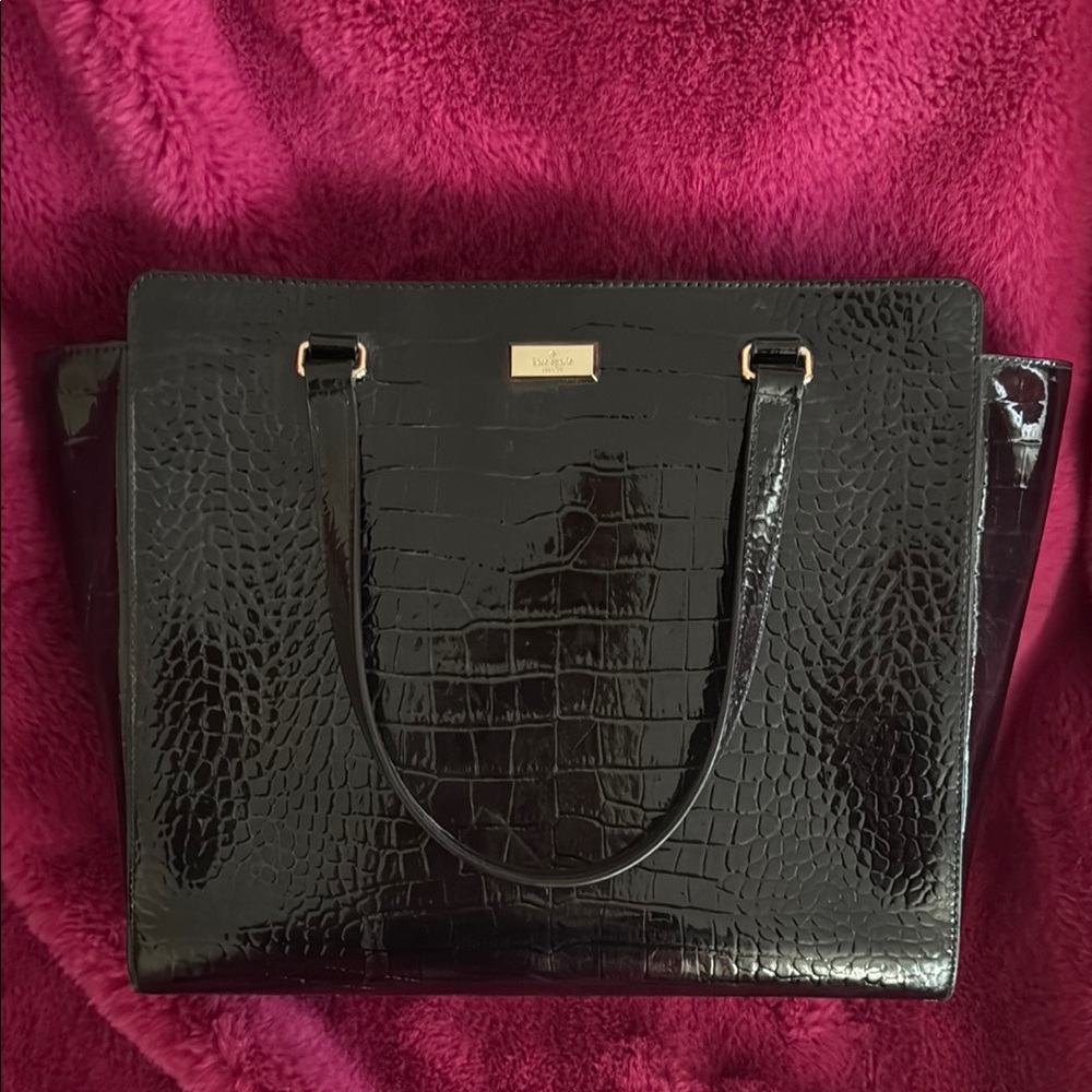 Kate Spade Black Crocodile-Embossed Tote